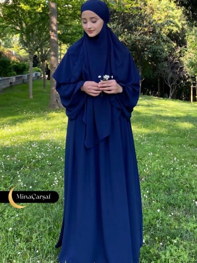 İpek Kumaş Üçlü Takım Elbise Arkası 2 Kat Sufle Seyyar Peçe Takım